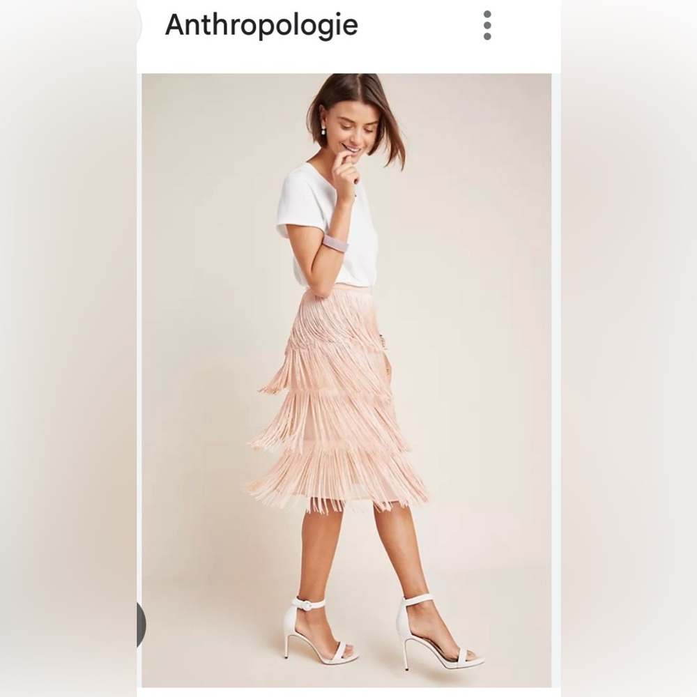 Maeve Blush Fringe Midi Skirt size 10 NWT